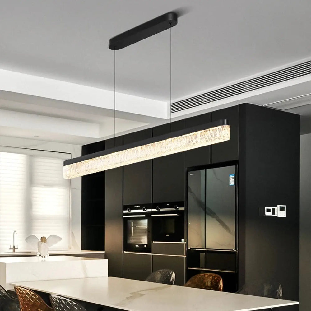 Modern Linear Suspension with Crystal Effect for Chic Interiors – Lustria