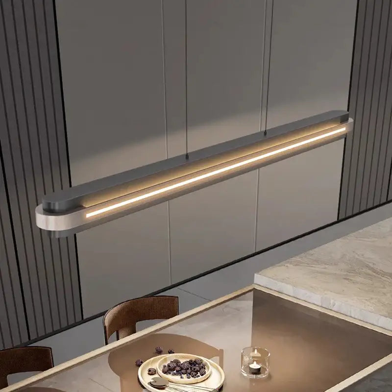 Suspension linéaire noire moderne pour salle à manger