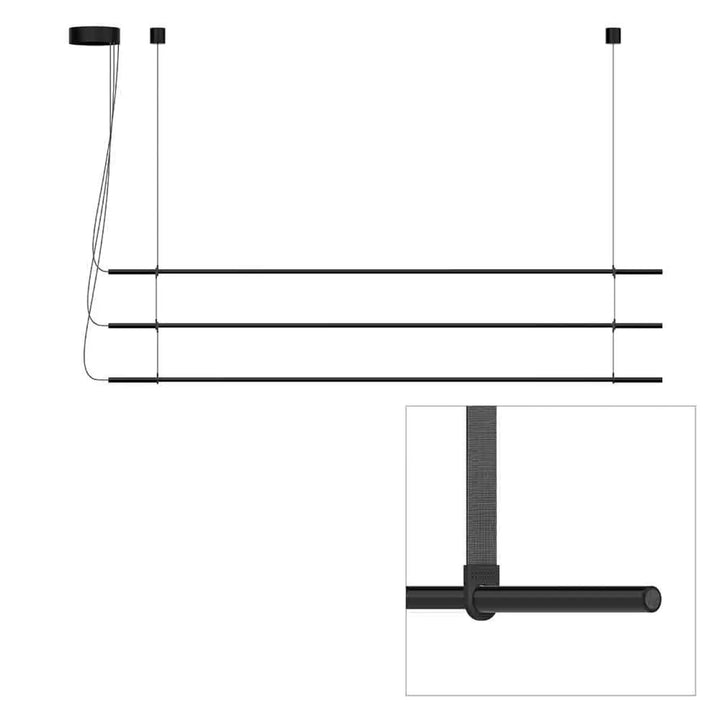 Suspension T.O 3 barres, finition noire mate, sangles graphite