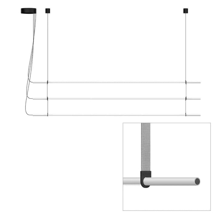 Suspension T.O 3 barres, finition gris clair mat, sangles gris clair