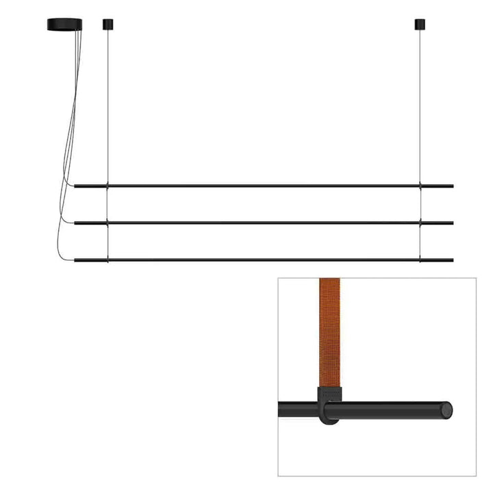 Suspension T.O 3 barres, finition noire mate, sangles orange