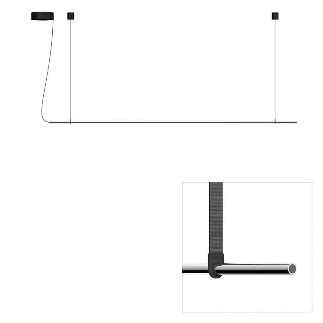 Suspension T.O 1 barre, finition chromée mate, sangles graphite
