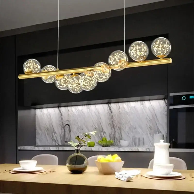 Suspension luminaire avec 9 boules LED pour salle à manger

