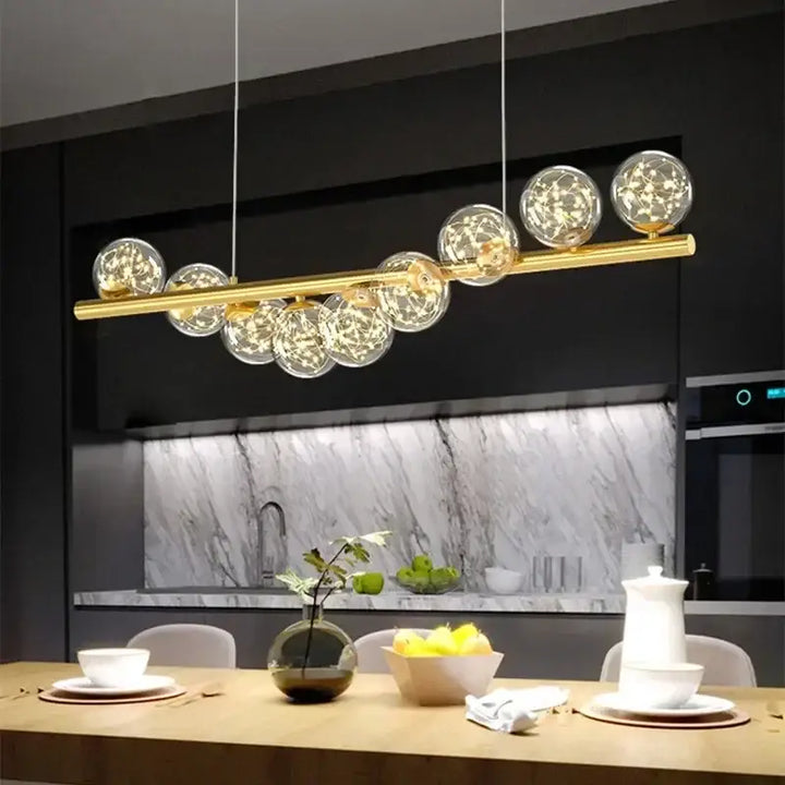 Suspension luminaire avec 9 boules LED pour salle à manger

