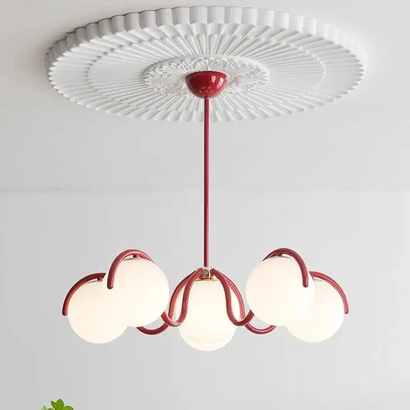 Suspension Luminaire À Support Avec 6 Boules Rondes Métal Verre