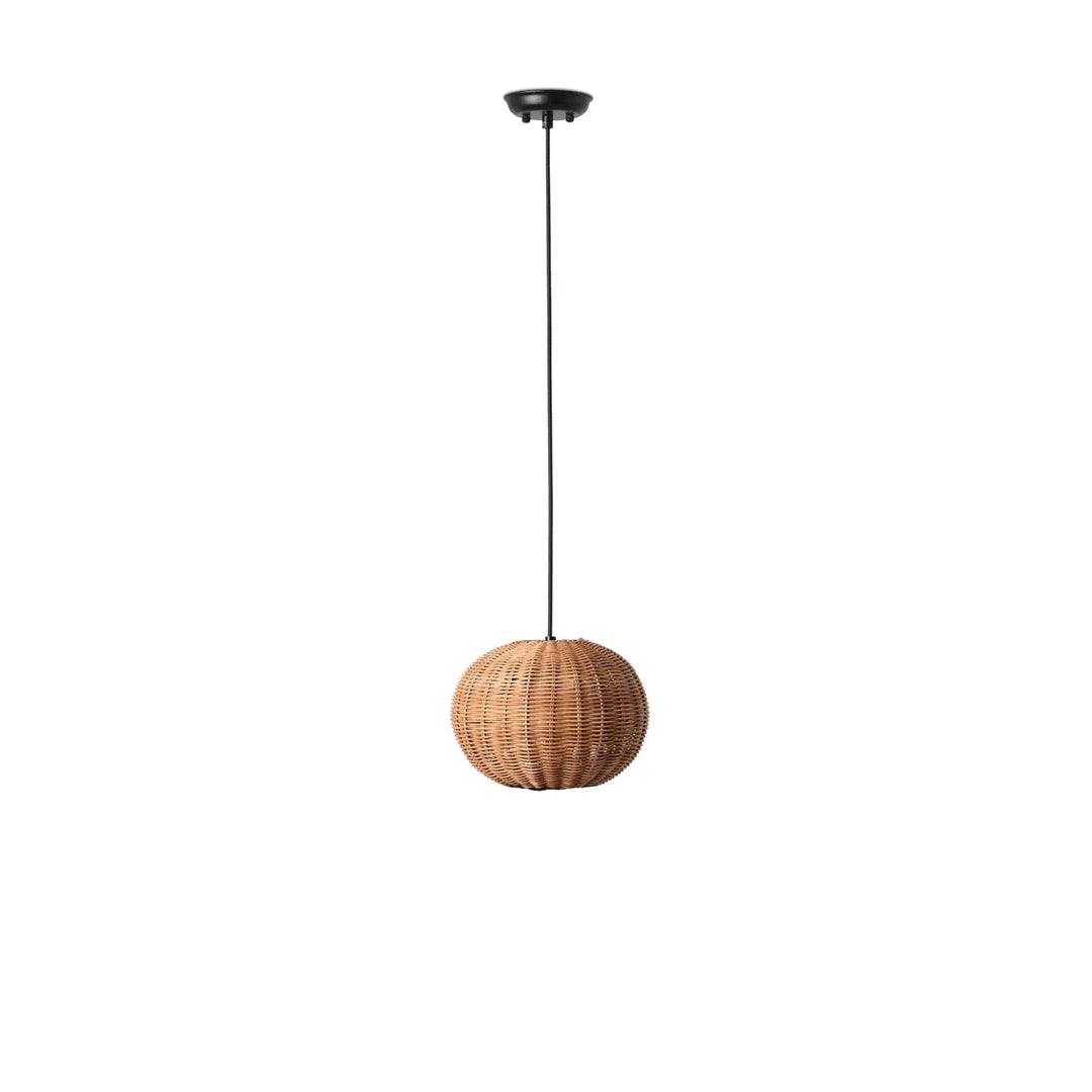 Suspension Haka 25 cm en rotin et acier noir de Faro Barcelona