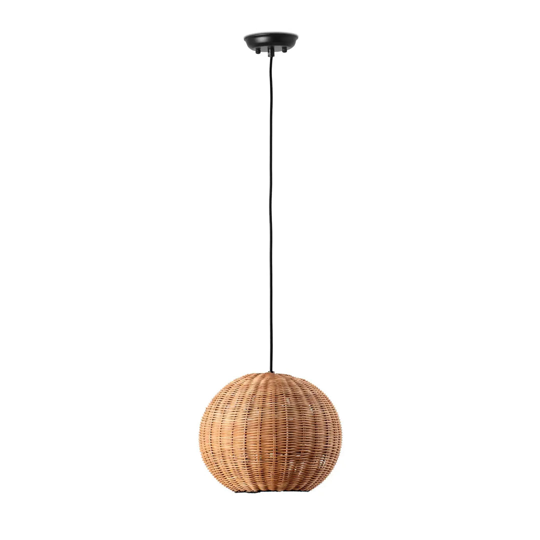 Suspension Haka 30 cm en rotin et acier noir de Faro Barcelona
