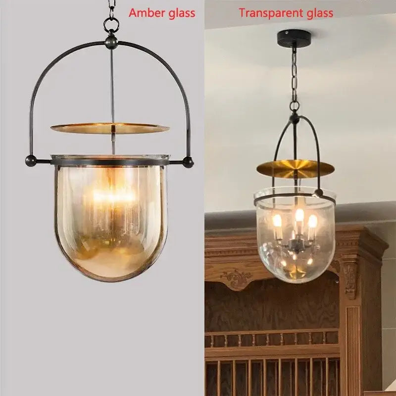 Suspension luminaire ancienne modèle lanterne dorée