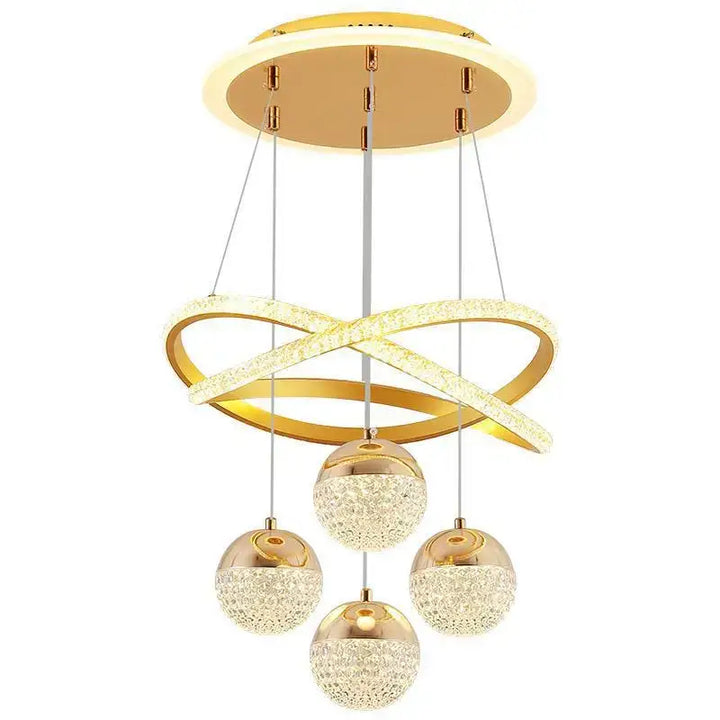 Suspension luminaire avec anneaux entrelacés

