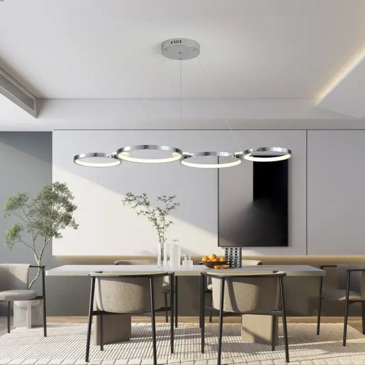 Suspension luminaire anneaux led pour intérieur chic et moderne