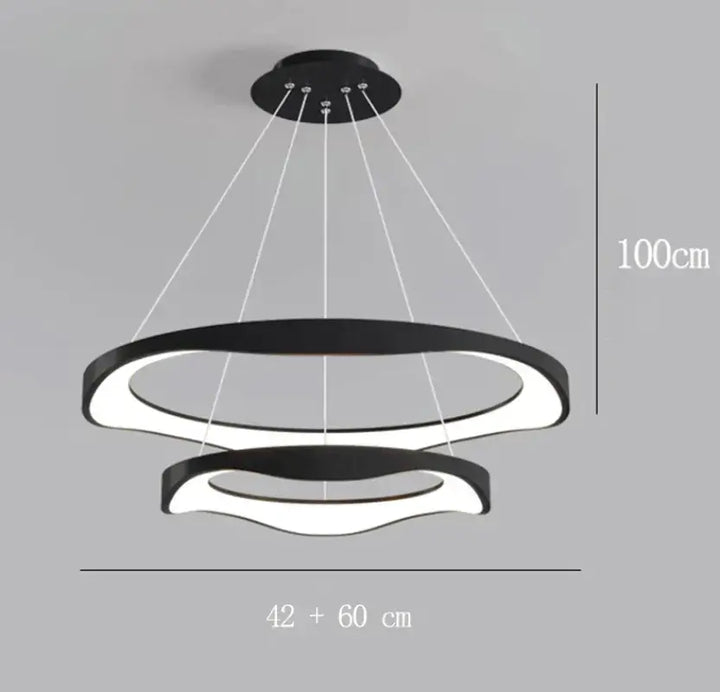 Suspension luminaire anneaux led style contemporain élégant