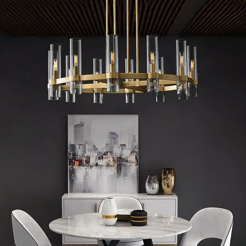 Suspension luminaire architecturale en verre cylindrique effet raffiné