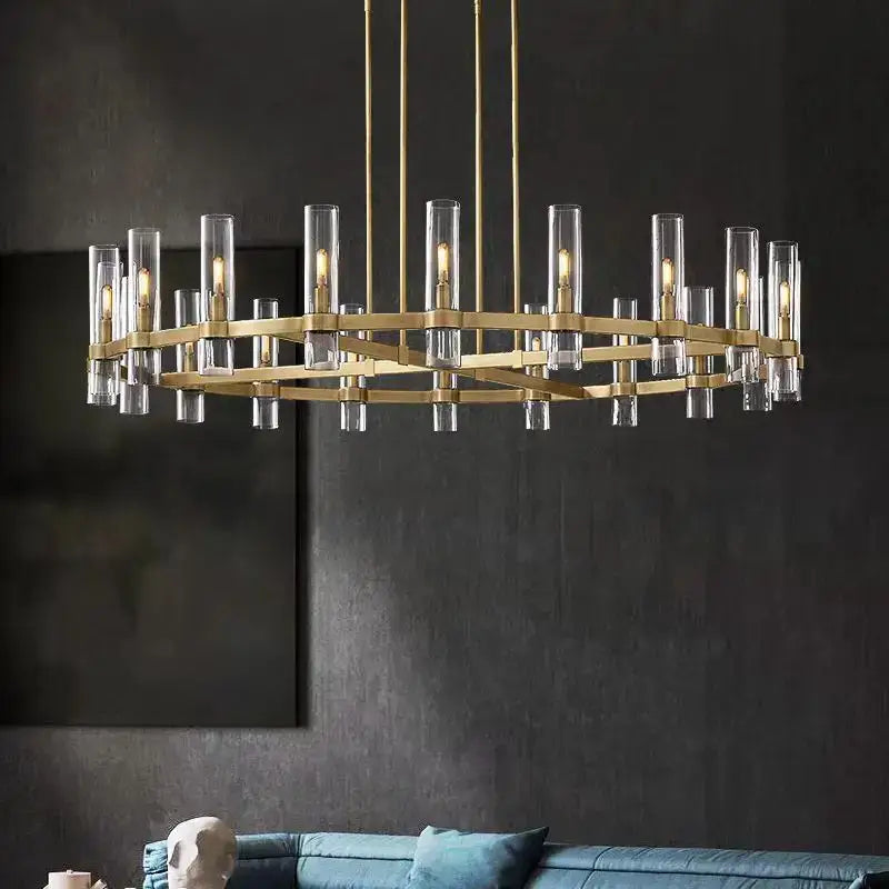 Suspension luminaire architecturale en verre cylindrique effet raffiné