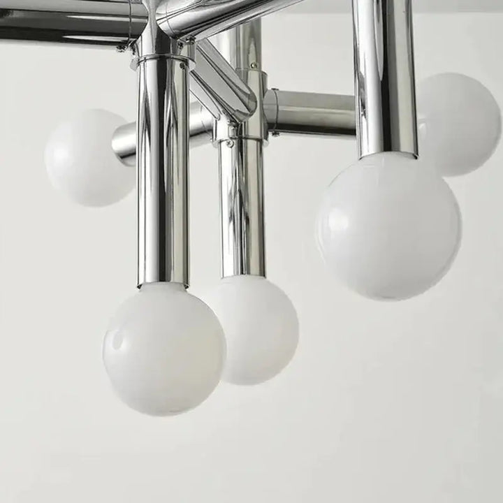 Suspension Luminaire Argent Avec 13 Globes Led Blancs
