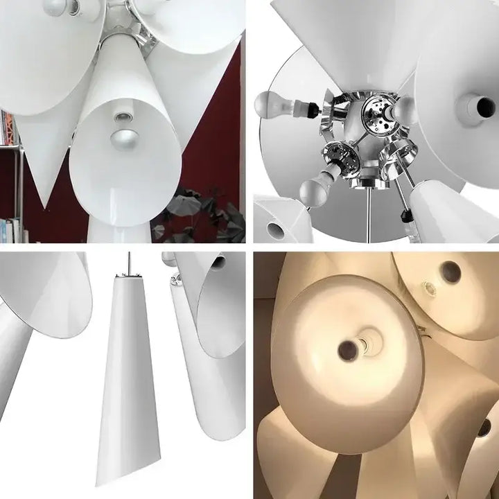 Suspension luminaire artistique en verre blanc effet fleur opalin