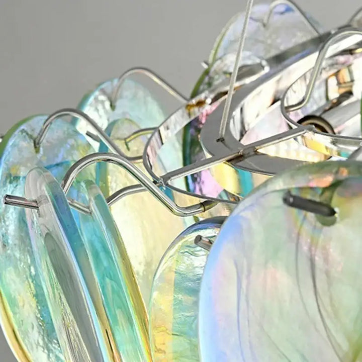 Suspension artistique en verre vert et rose élégant