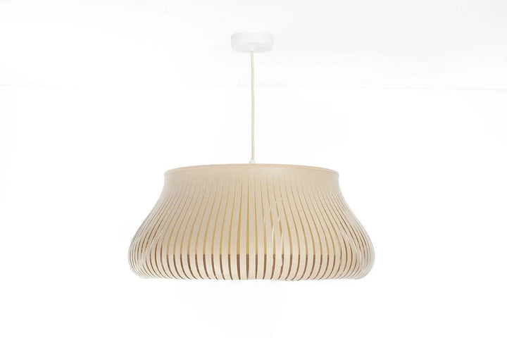 Suspension luminaire oblo beige en bois plissé avec un design moderne élégant pour éclairage intérieur