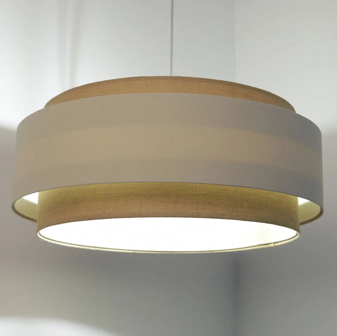 Suspension luminaire bohème chic doblo boho 60 cm avec abat-jour en tissu beige et accents en bois chaleureux
