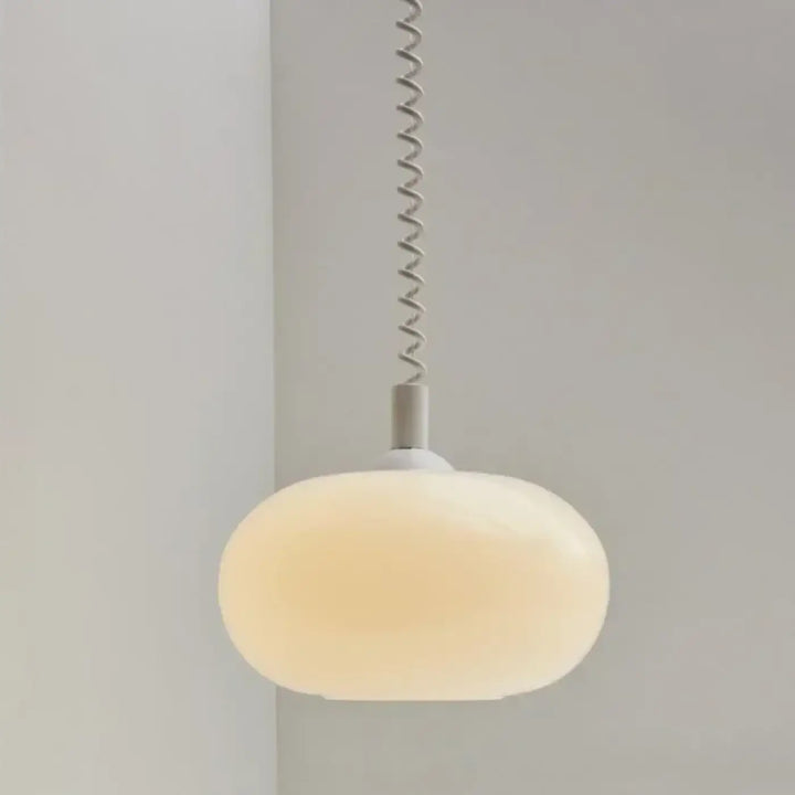 Suspension luminaire blanc avec câble spirale style minimaliste