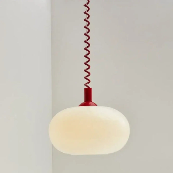 Suspension luminaire blanc avec câble spirale style minimaliste