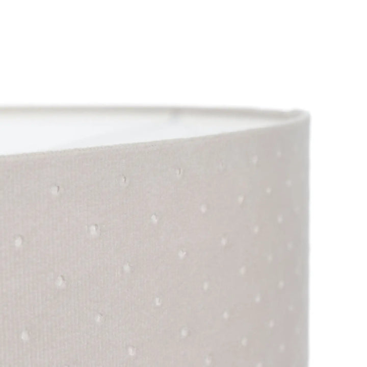 Lampe suspension luminaire classic jasmin blanc crème avec abat-jour gris doux à texture subtile et petits points blancs