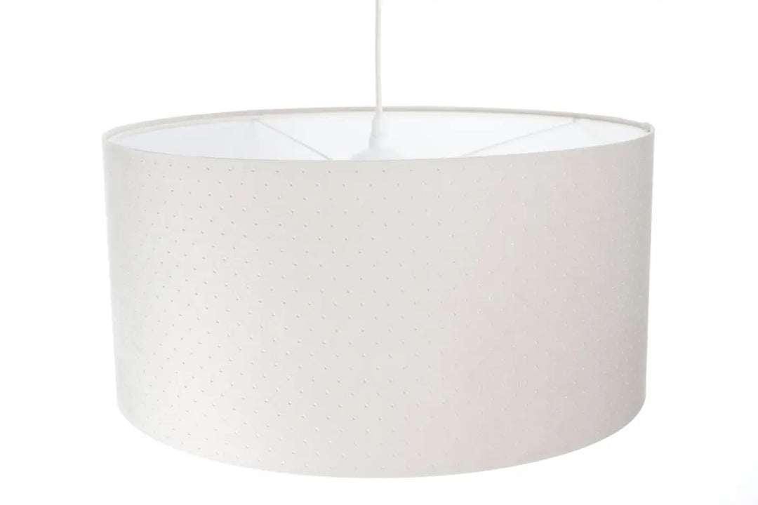 Suspension luminaire blanc crème avec abat-jour cylindrique texturé pour un éclairage élégant et classique
