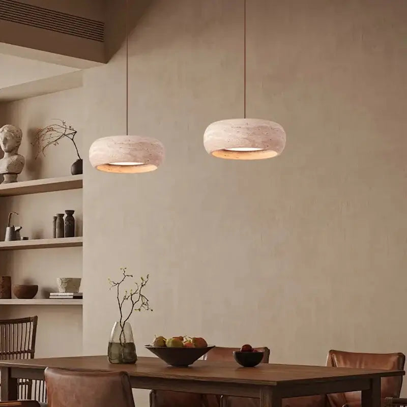 Suspension luminaire blanc en pierre design vintage naturel