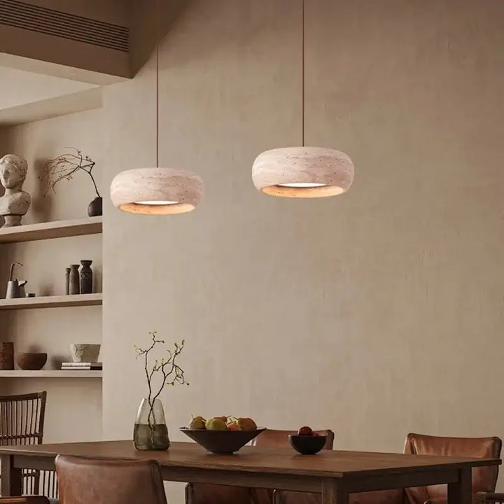 Suspension luminaire blanc en pierre design vintage naturel
