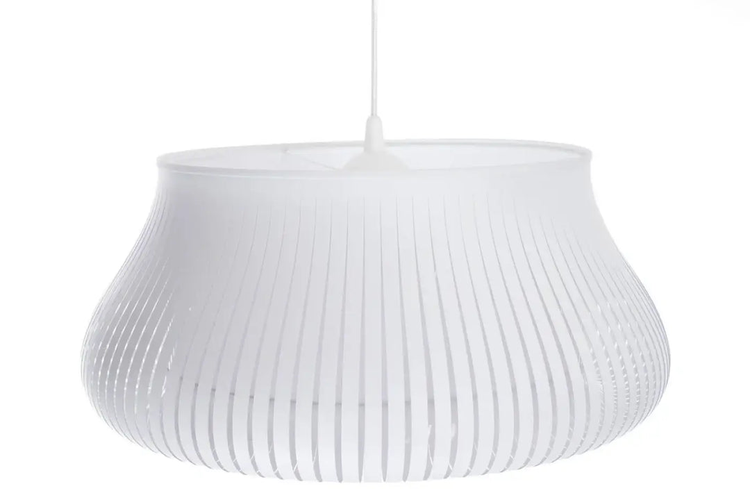 Suspension luminaire oblo blanc avec lampe pendentif plissée blanche au design moderne et minimaliste pour lumière intérieure