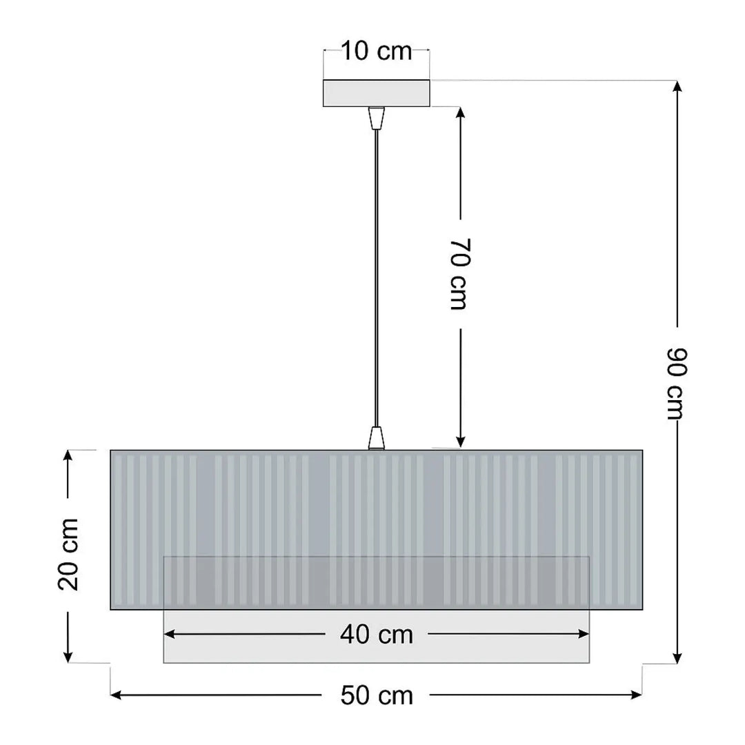 Suspension luminaire duo lami line avec abat-jour gris métallique côtelé et fixation plafond carrée blanche 10 cm