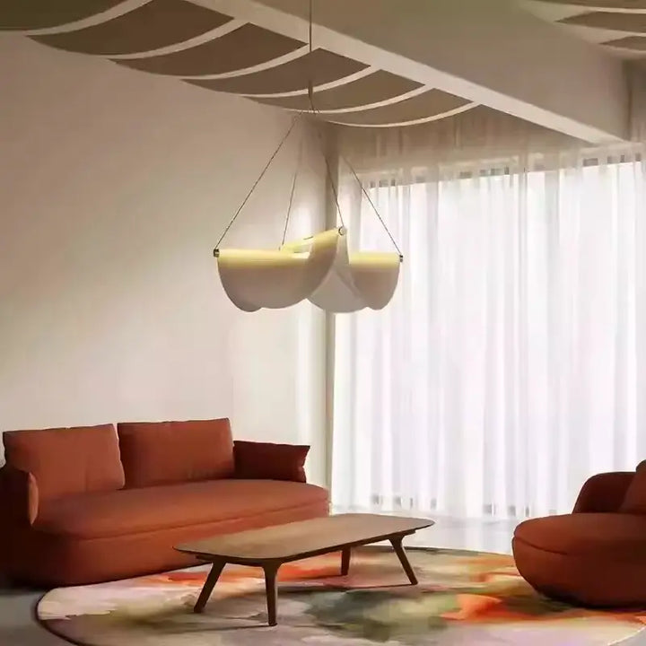 Suspension luminaire blanche en tissu pour salle à manger moderne