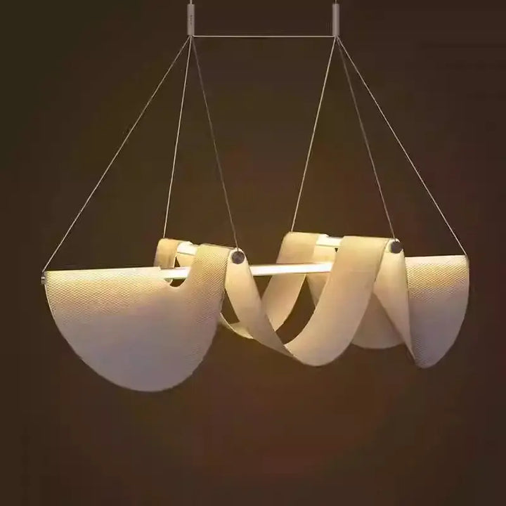 Suspension luminaire blanche en tissu pour salle à manger moderne