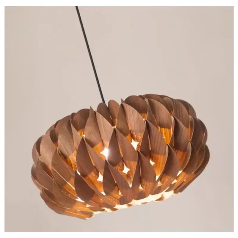 Suspension luminaire en bois design artisanal moderne beige