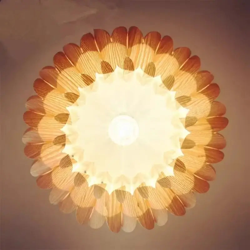 Suspension luminaire en bois design artisanal moderne beige