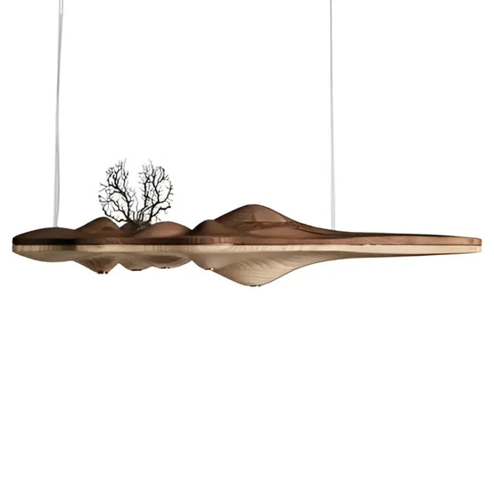 Suspension luminaire en bois au design moderne ondulé naturel