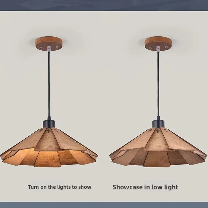 Suspension luminaire bois massif noyer design moderne chic