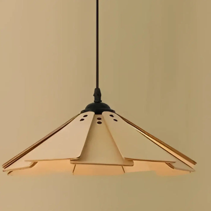 Suspension luminaire bois massif noyer design moderne chic