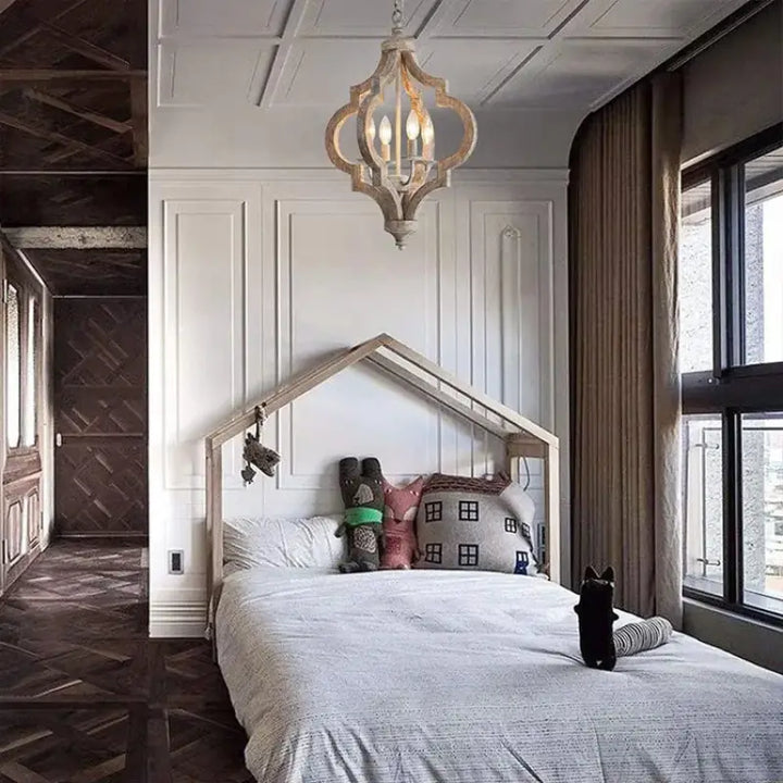 Suspension en bois et métal lanterne style rustique moderne