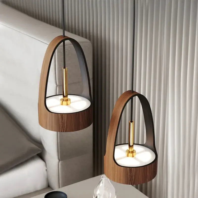 Suspension luminaire bois moderne style minimaliste et naturel