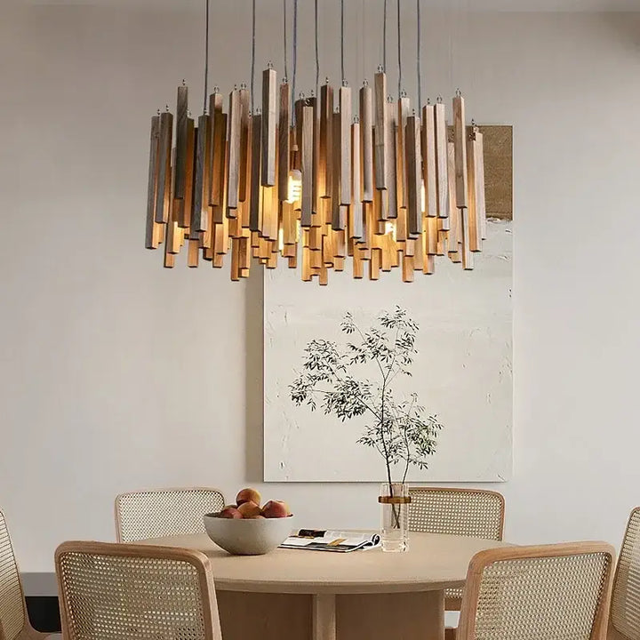 Suspension luminaire en bois style contemporain et naturel