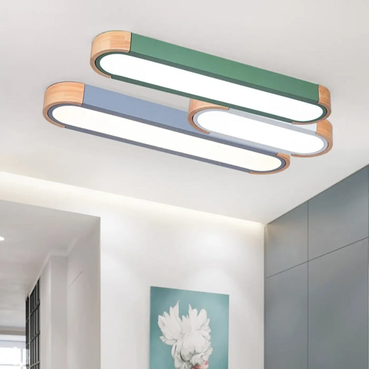 Suspension luminaire bois et verre design contemporain