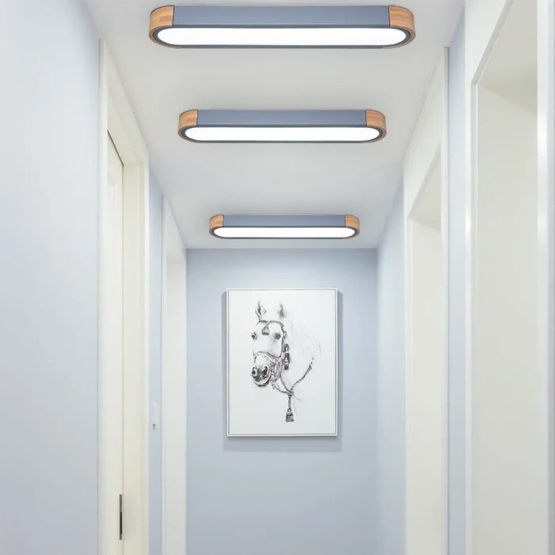 Suspension luminaire bois et verre design contemporain