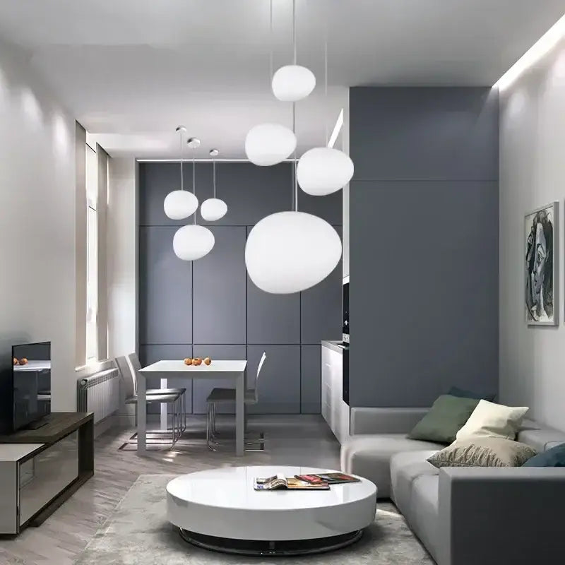 Suspension luminaire boule blanche à LED pour intérieur moderne

