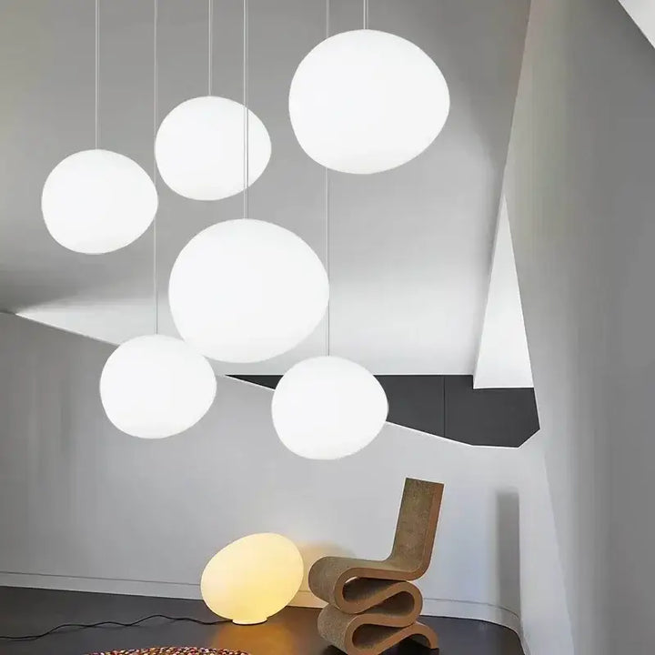 Suspension luminaire boule blanche à LED pour intérieur moderne

