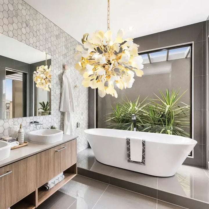 Suspension Luminaire En Boule Avec Des Pétales Design Doré