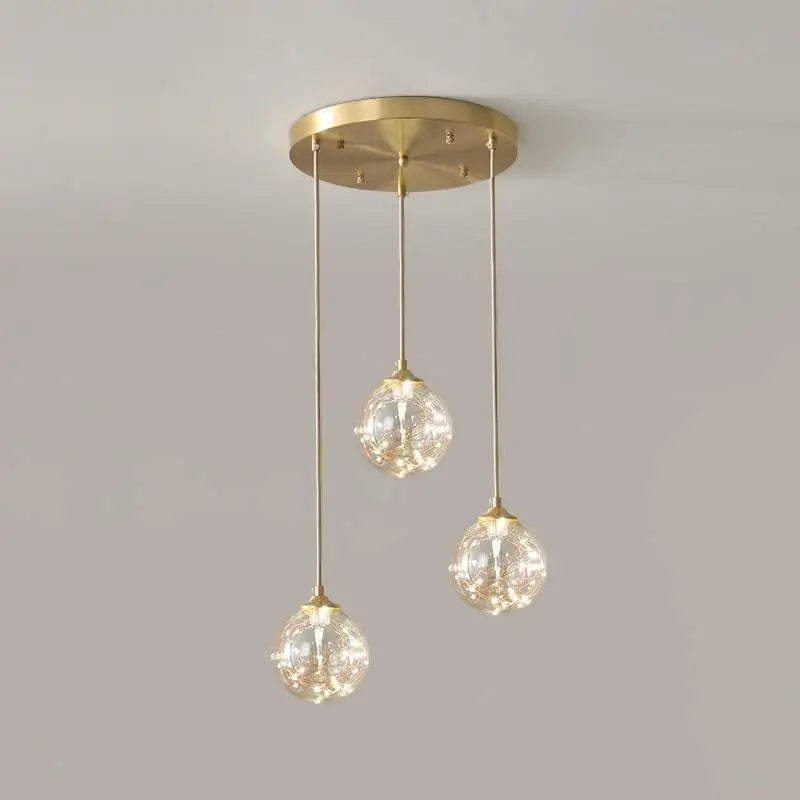 Suspension Luminaire Boule Verre Transparent Doré
