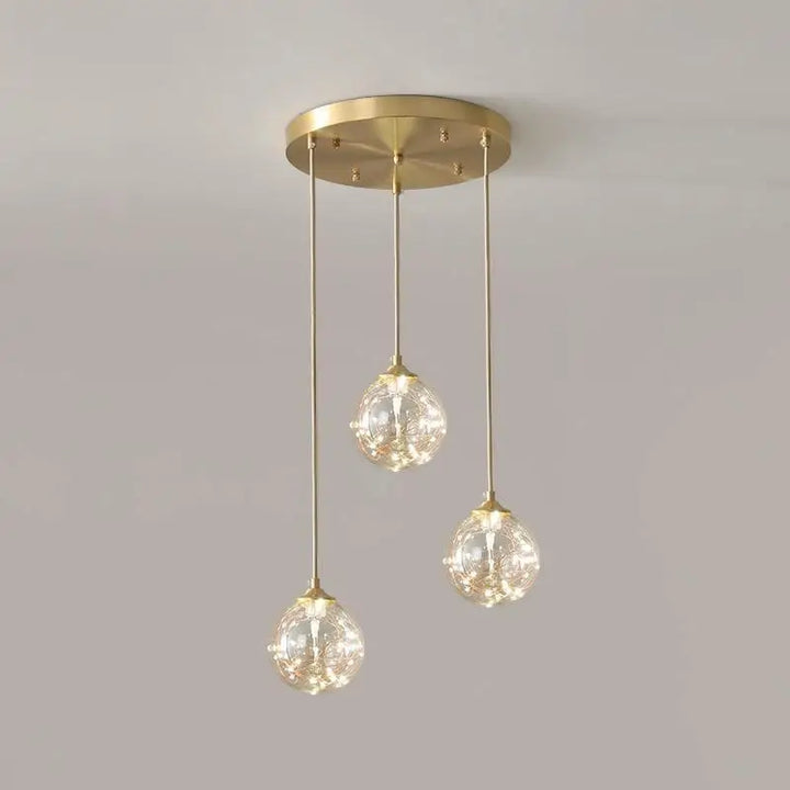Suspension Luminaire Boule Verre Transparent Doré