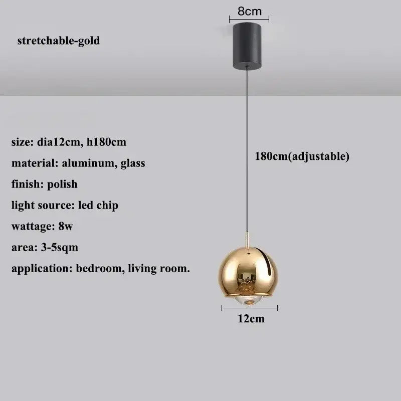 Suspension luminaire boule en verre effet miroir contemporain