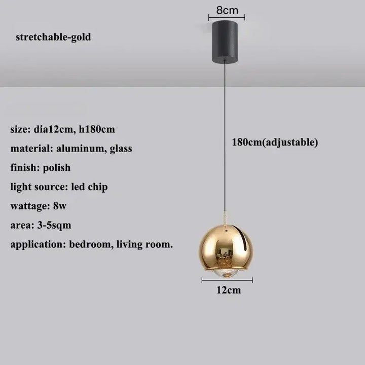 Suspension luminaire boule en verre effet miroir contemporain