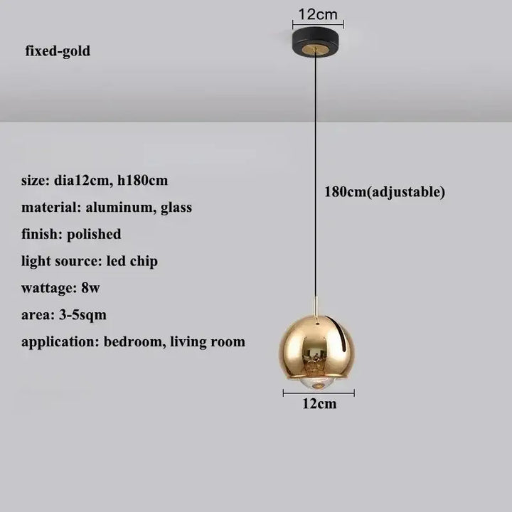 Suspension luminaire boule en verre effet miroir contemporain